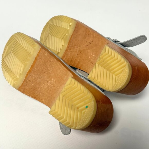SVEN Original Grey Leaf Punch Leather Clogs – 7.5/8 Womens NARROW Fit - Picture 10 of 10
